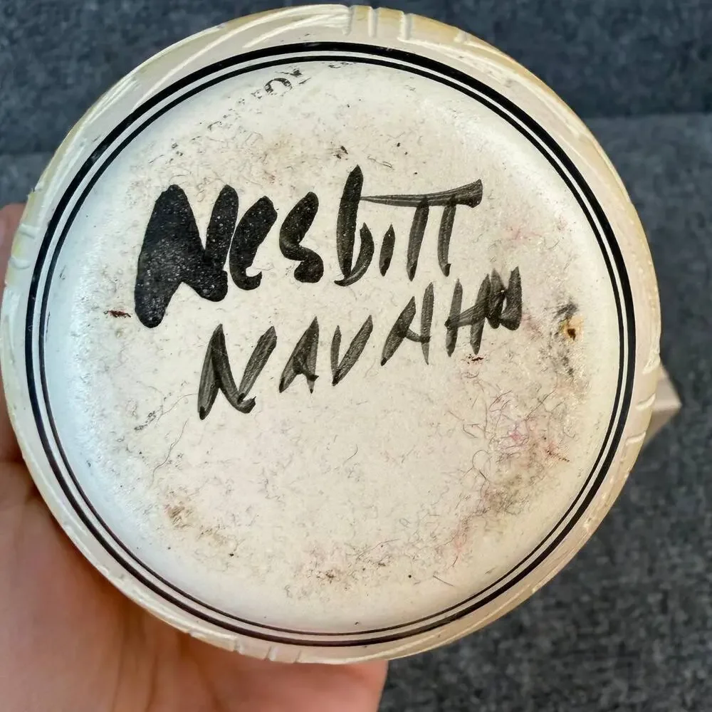 Vintage Navajo Style Ceramic Trinket Box Signed Nesbit Native American